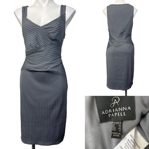 Adrianna Papell Dresses & Skirts - Adrianna Papell gray v-neck sleeveless bandage midi dress size 10